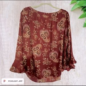 Loft Wine Paisley Blouse